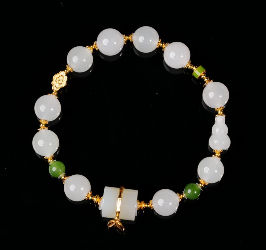 【小涵专属】S925和田玉白玉搭筒珠设计款手串 11*10/5-9mm