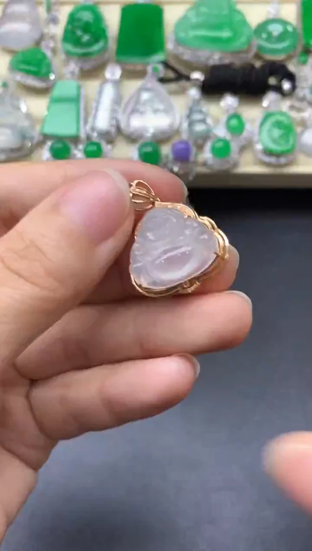 颈饰18K金镶嵌翡翠497-中国好珍宝