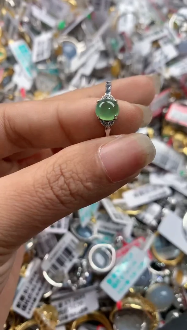 银S925镶嵌戒指翡翠101010----5