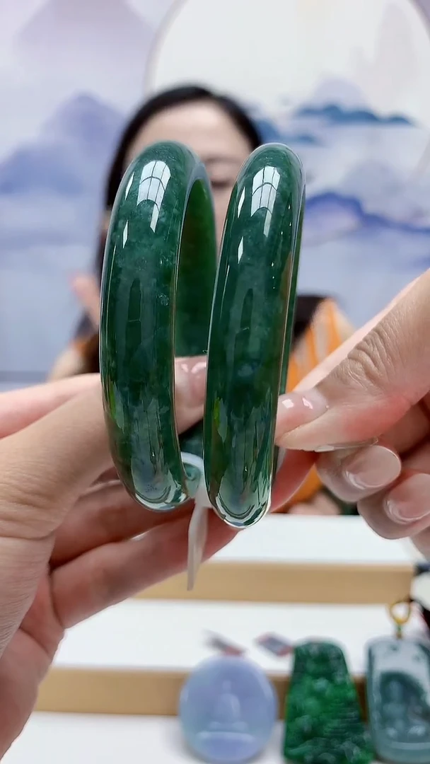 未镶嵌定制翡翠4852MM-毛货两条手镯59