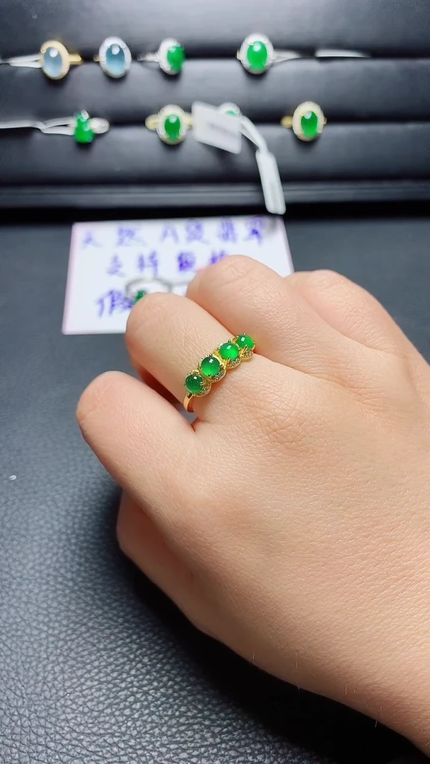 银S925镶嵌戒指翡翠天然翡翠A货s925银镶