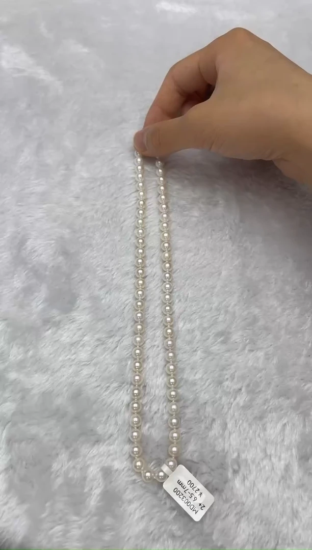 海水珍珠银S925镶嵌项链AK6.5-7mm