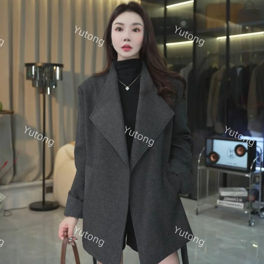 DYT HOME里衬90白鹅绒可拆卸韩版显瘦加厚款毛呢外套法式厚款立领