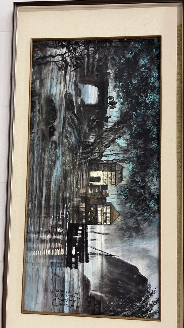 国画吴丽珠-8平尺-山水-带山水书-带相框