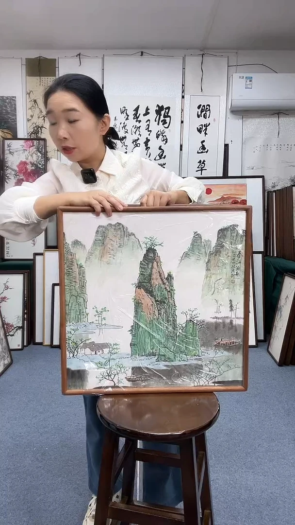 国画52*52实木画框京东包邮手绘