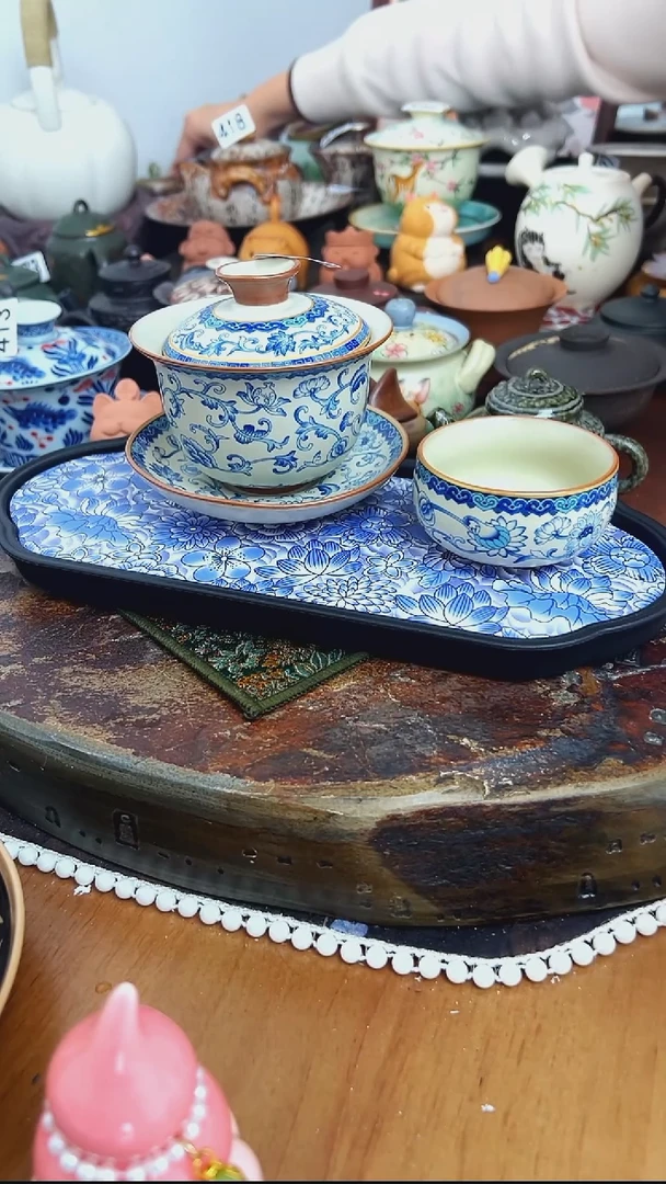 【茶瓷物语】缠枝莲盖碗配茶盘