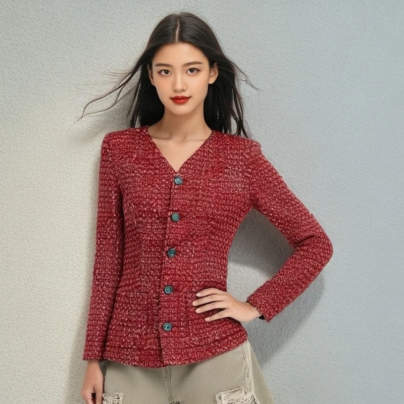 哥弟女装秋冬新款外套优雅收腰轻奢法式小香风羊毛外套1400812