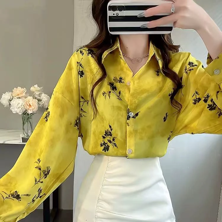 【晨浠定制】新款高级感花色衬衫上衣1830