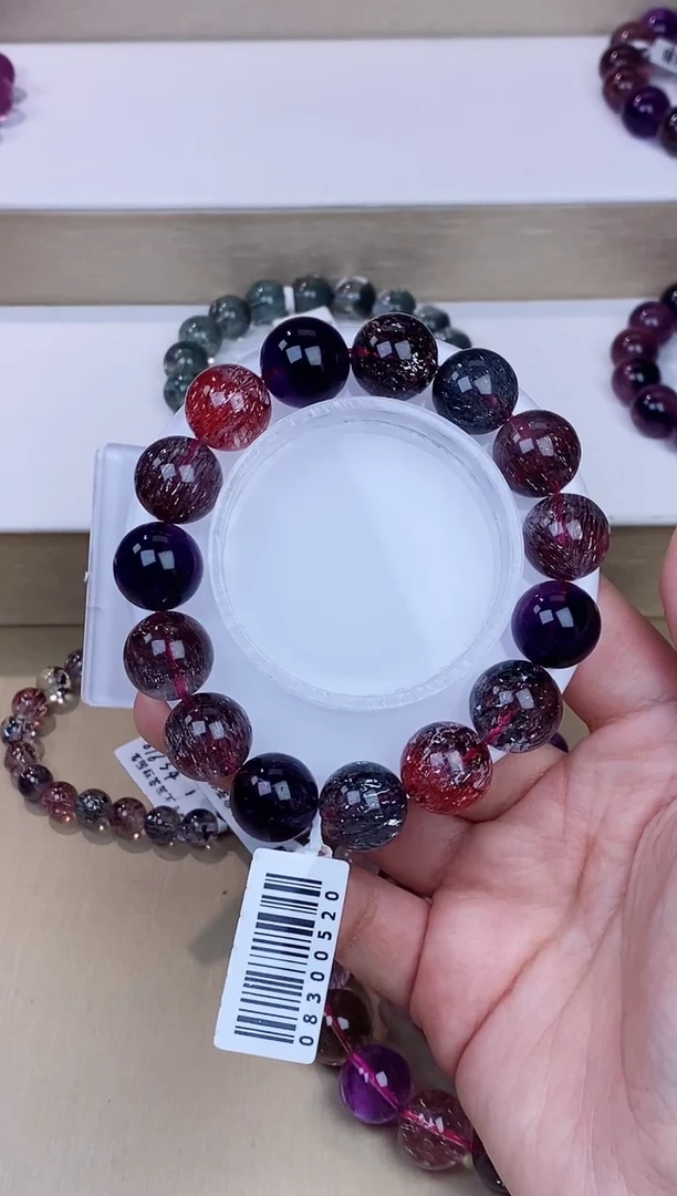 未镶嵌手链水晶黑加仑超七14m+