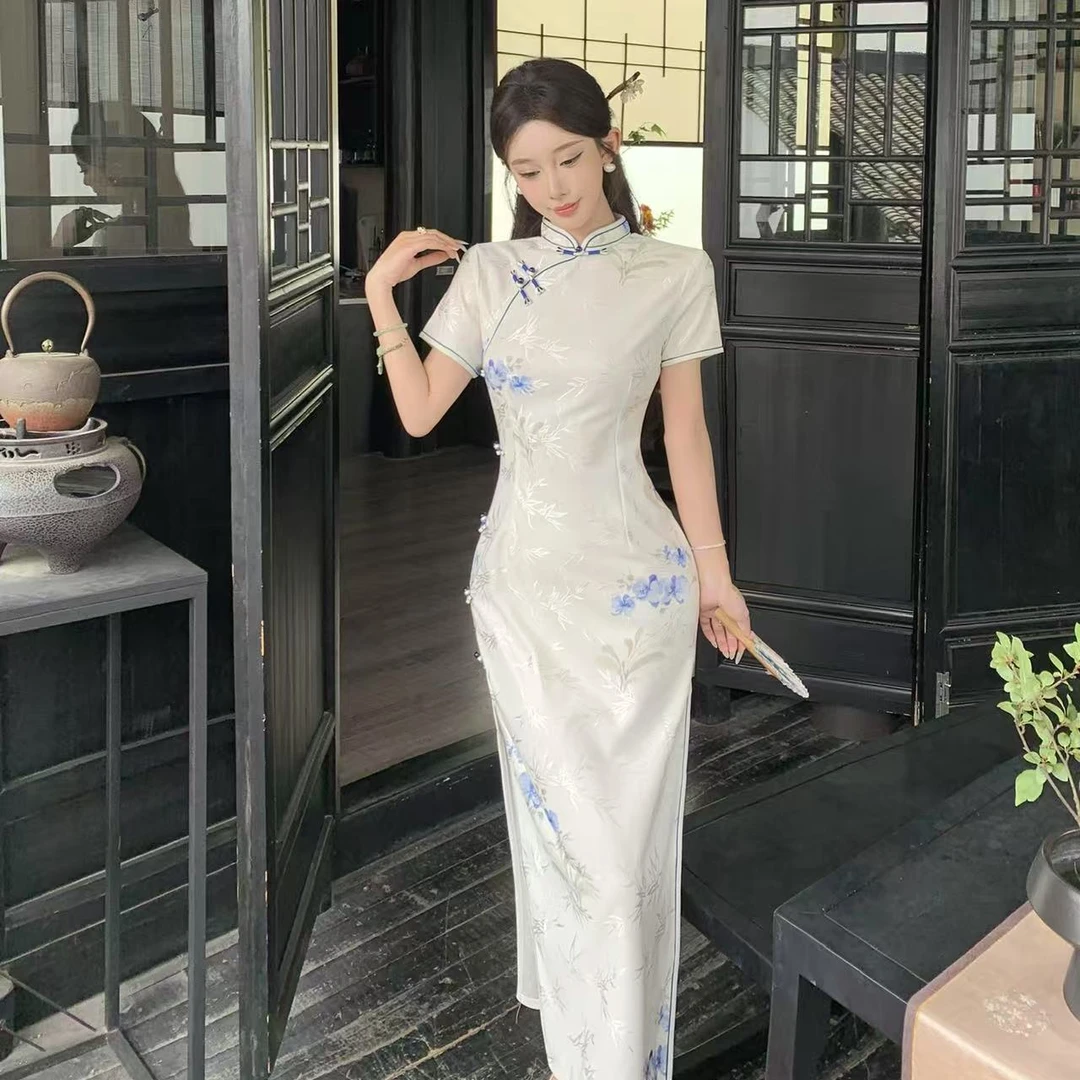 【风清余】2025夏季新款复合蕾丝气质中国风改良少女旗袍 衣长125