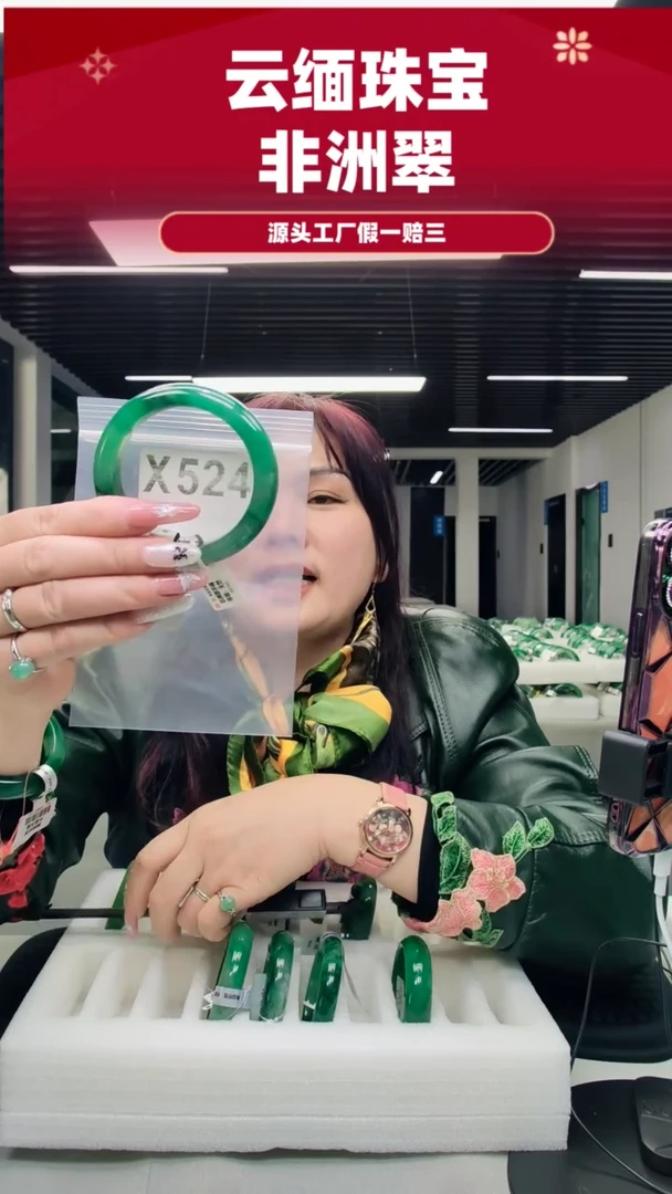 未镶嵌手镯石英质玉（非洲翠）59圈口X524