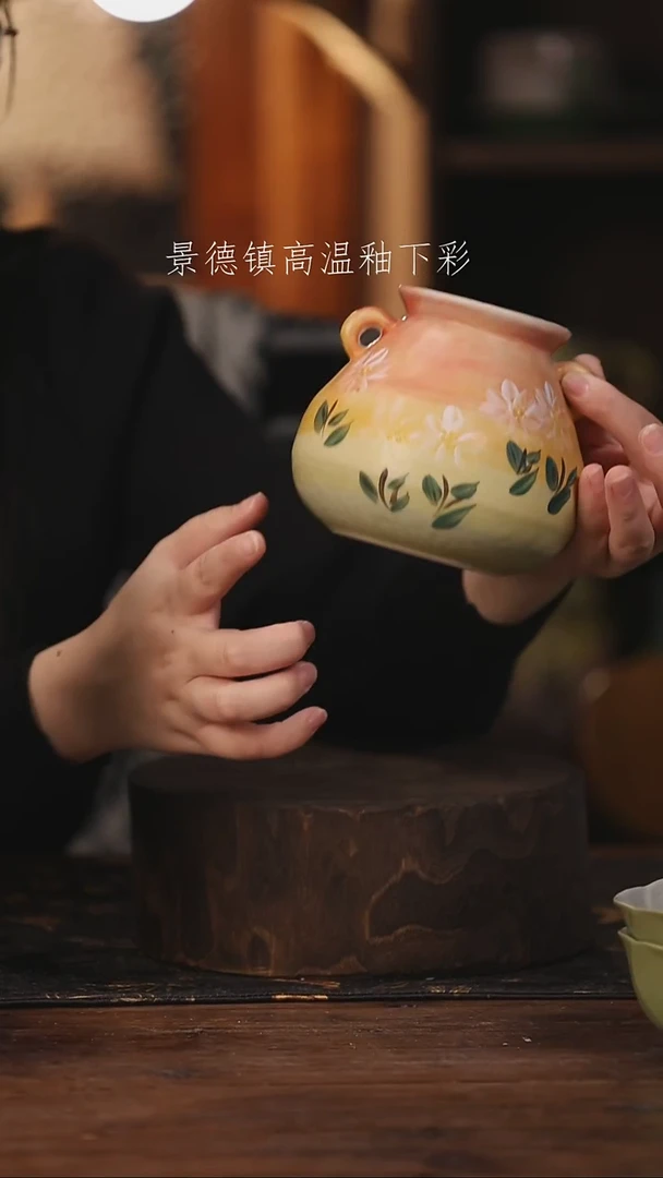 陶瓷景德镇高温釉下手绘陶瓷@L647@