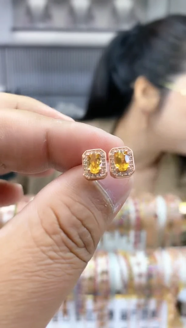 银S925镶嵌耳钉碧玺56915515651