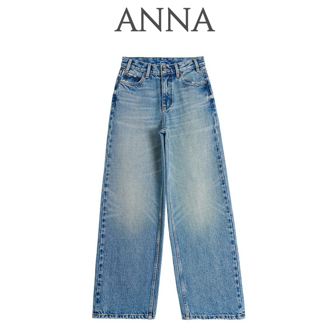 ANNA】2025年春季 “质感大牛”/松弛感高街阔腿牛仔裤女高腰窄版