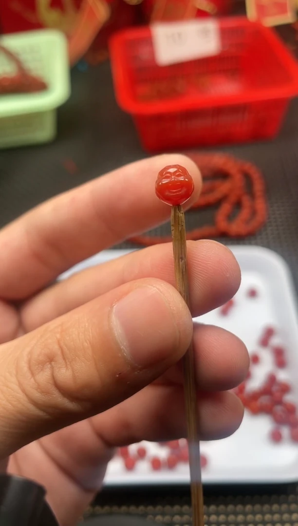 【闪购商品】南红玛瑙单珠未镶嵌19号柿子红卡7+佛头一颗