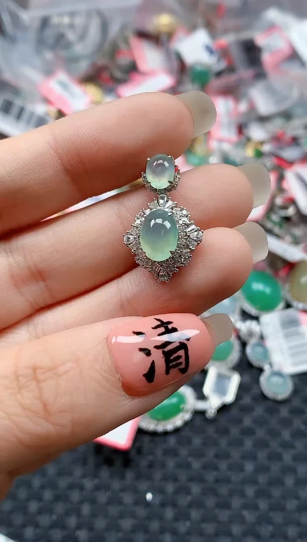 银S925镶嵌戒指翡翠天然A货缅甸翡翠