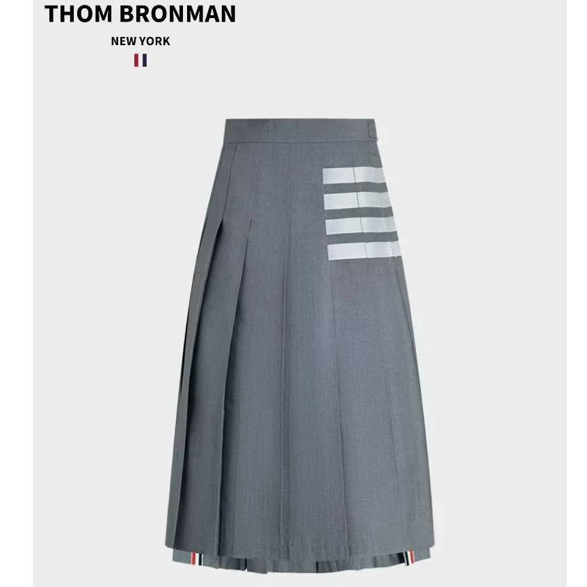 TB【官方正品】THOM BRONMAN汤姆布郎羊毛百褶长裙女款学院风高腰