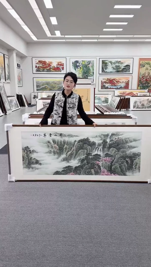 国画手绘   219*88  青山叠翠