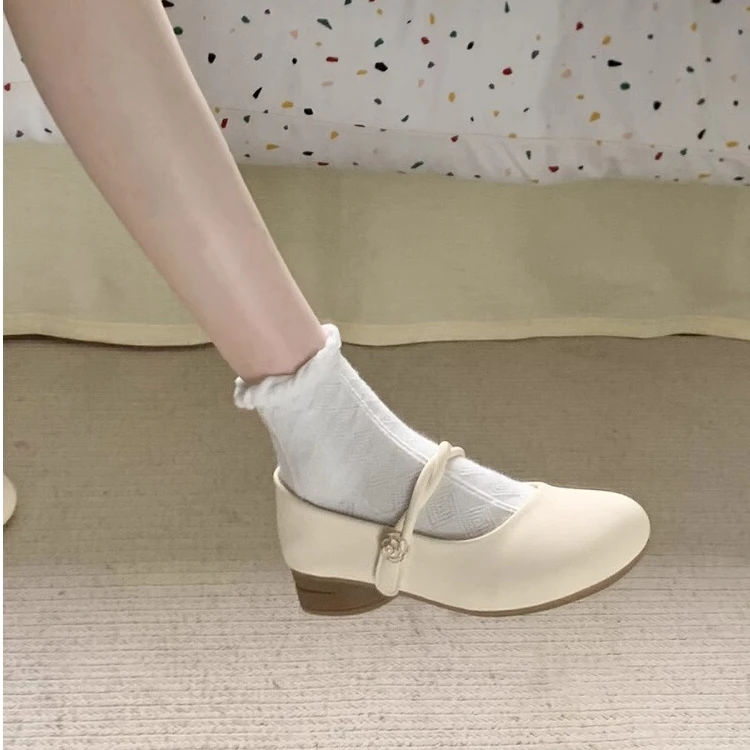 舒适款白色圆头复古百搭浅口单鞋女2025新款春配裙子法式玛丽珍鞋