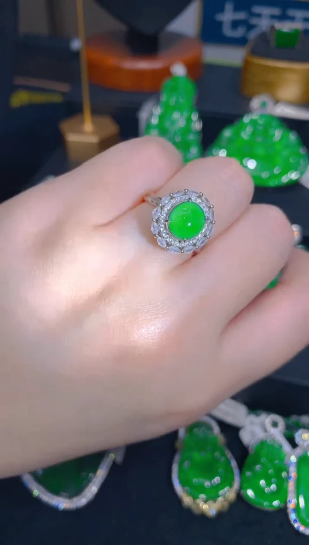 【闪购商品】翡翠戒指银S925镶嵌43一季1