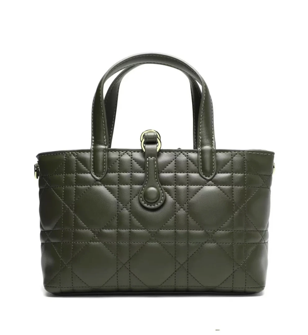 绿色菱格绣线一家四口手提包中包（默认微瑕疵）