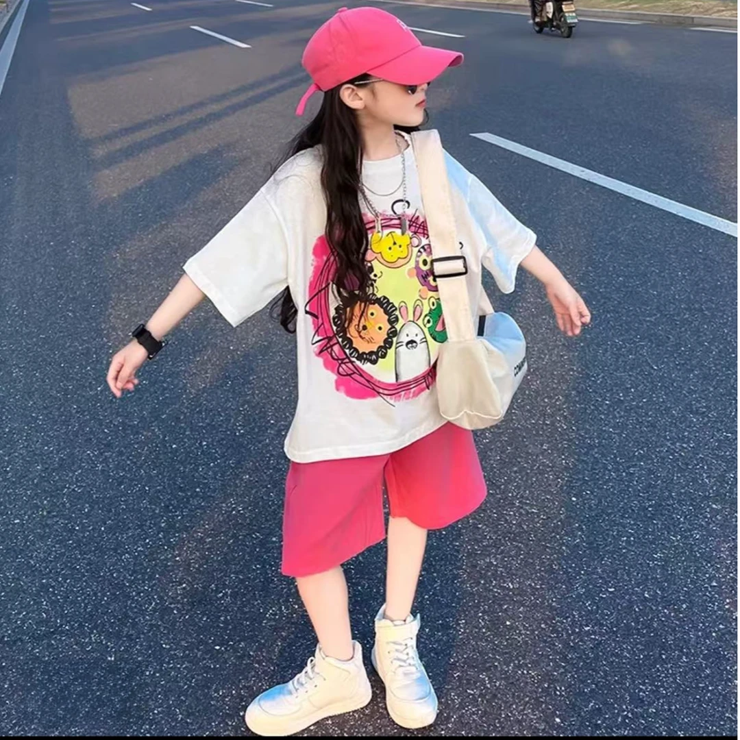 A12   韩版男童女童时尚洋气日常百搭休闲宽松夏季套装