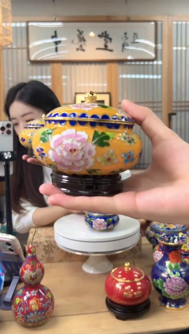 【闪购商品】景泰蓝4寸喜子罐4XZG001黄色