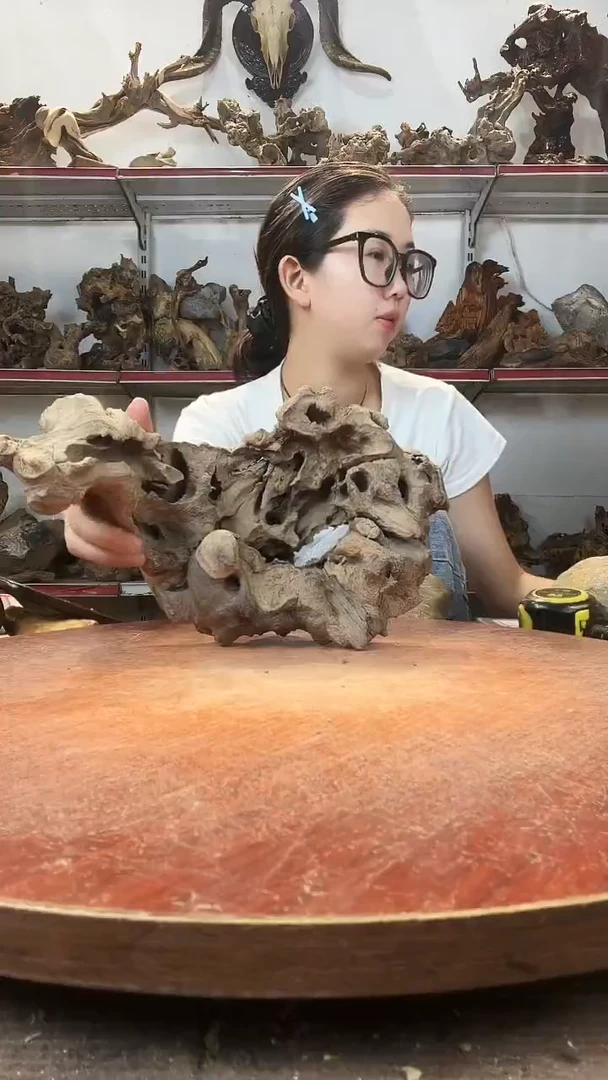 木龙**亭黄荆随型风化镂空底座摆件无漆无蜡