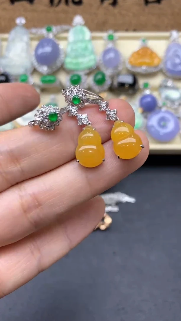 【闪购商品】翡翠耳饰18K金镶嵌551-中国好珍宝