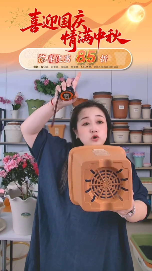 10套方盆3号盆，带托，陶红色