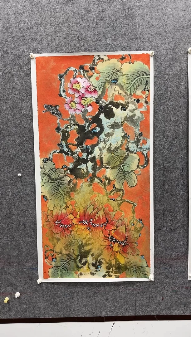 国画47 于子钦 大红袍写意 8平尺