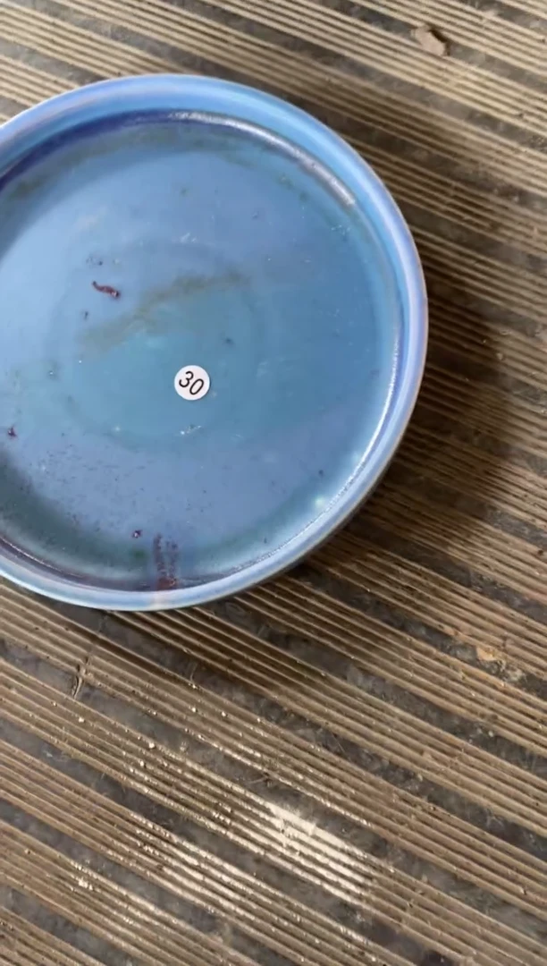 浪鬼家釉绘柴烧木*盘子