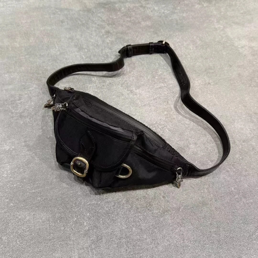 未使用 Chrome Hearts/克罗心 黑色尼龙骑行腰包