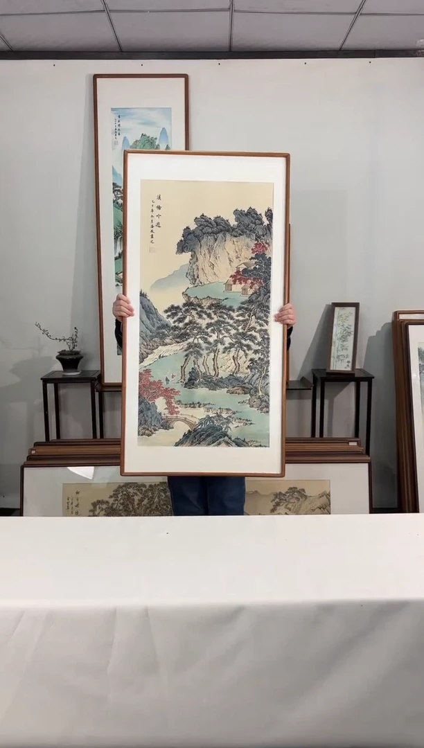 国画手绘*溪桥吟游*62*122cm