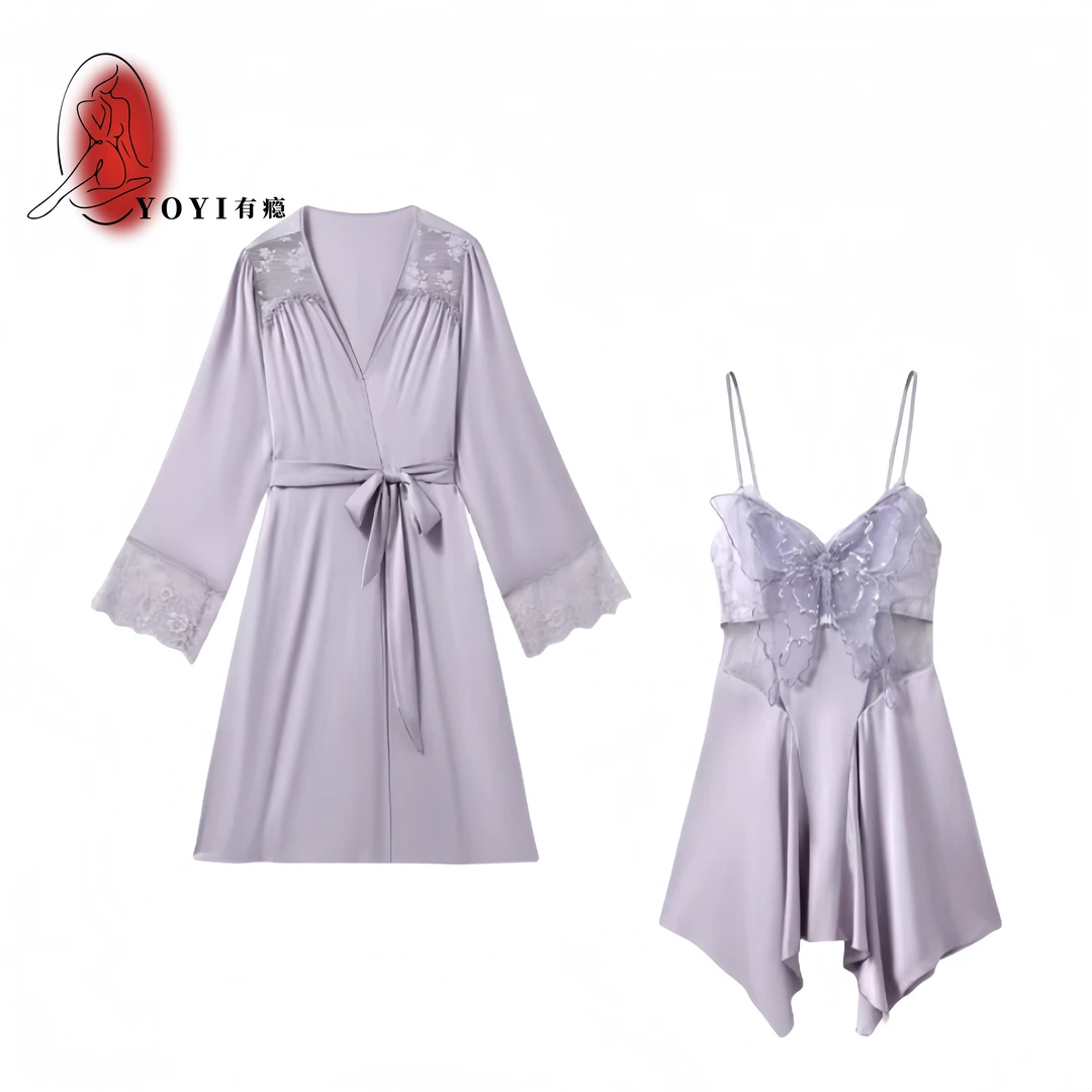 『有瘾YOYI』紫薇 网纱法式绣花显瘦高级睡裙家居服