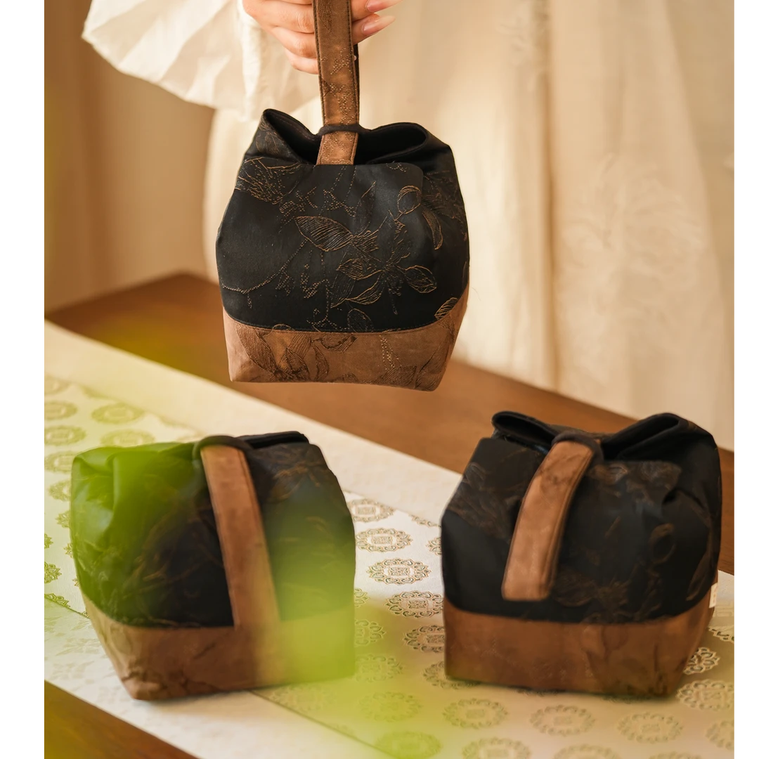 香云纱茶事包旅行收纳包加厚缎面布袋