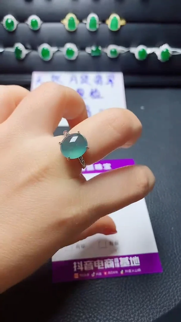 银S925镶嵌戒指翡翠天然翡翠A货s925银镶