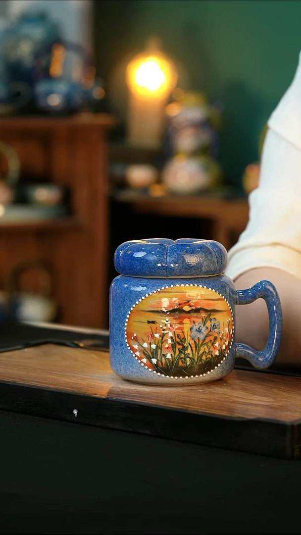 杯手绘心瓷微瑕介意勿拍