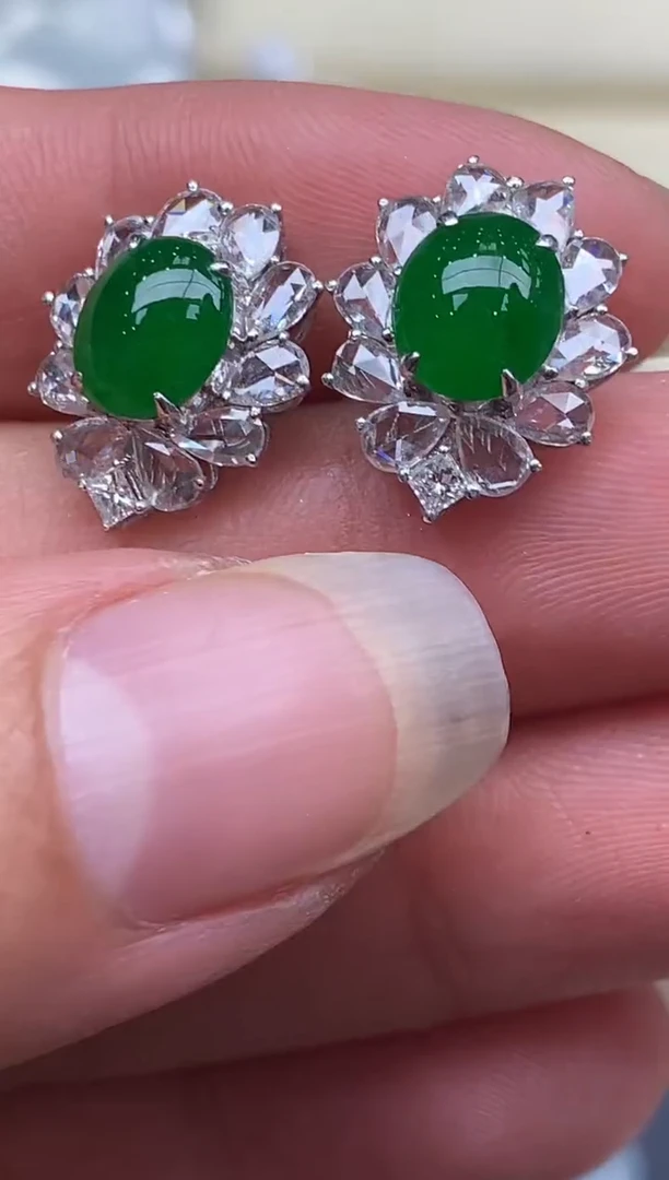 【闪购商品】翡翠耳饰18K金镶嵌554-中国好珍宝