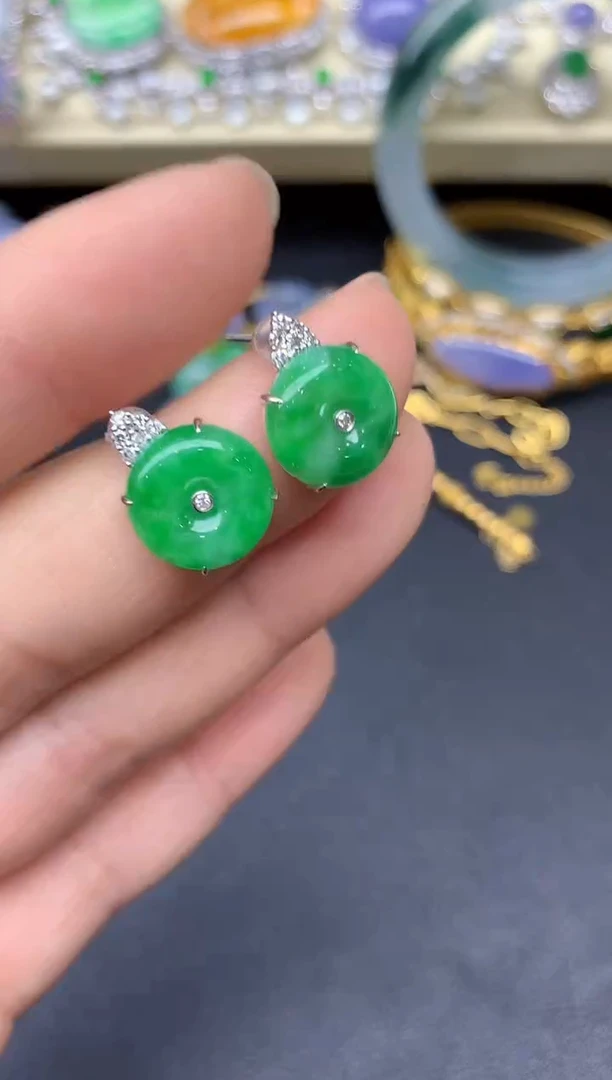 18K金镶嵌翡翠耳饰294-雪姐翡翠天天见