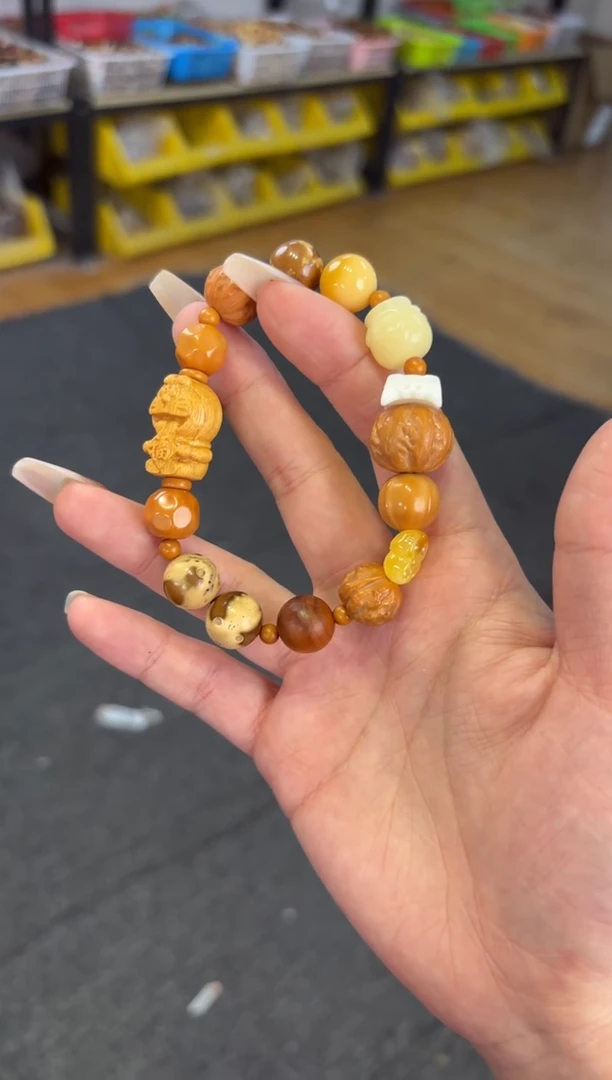 【闪购商品】蜜蜡手链未镶嵌猴头紫金鼠蜜蜡多宝趴趴猫单圈