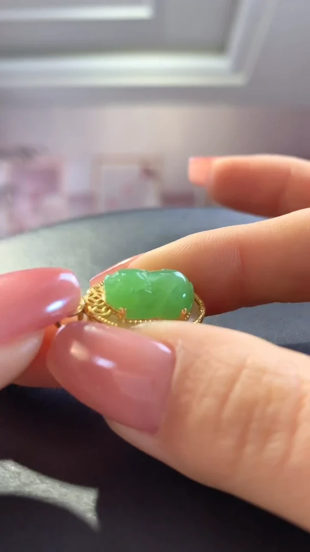 【闪购商品】和田玉挂件18K金镶嵌碧玉金镶貔貅