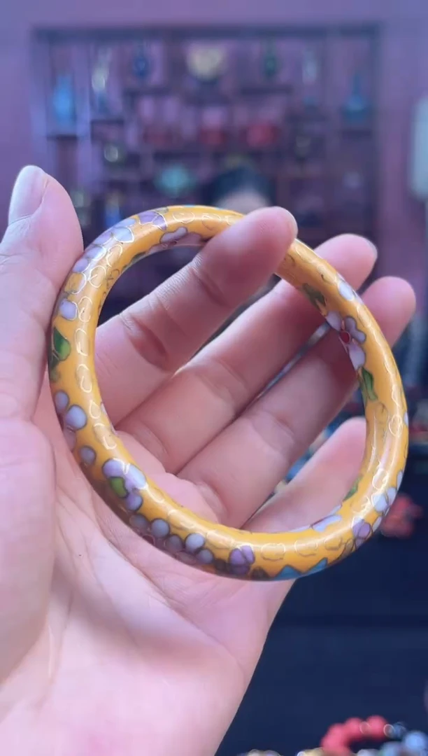 非遗 景泰蓝公主镯 55-60/细版 黄色