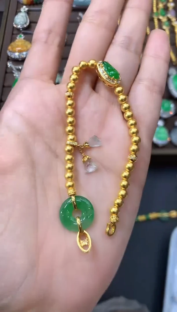 18K金镶嵌手链翡翠D93