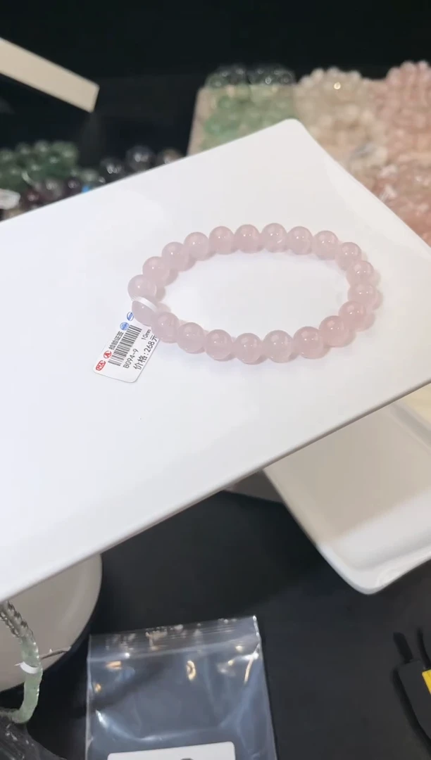 水晶手链未镶嵌多样性发一粉晶10mm