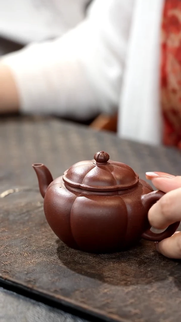 茶壶紫砂底槽青锦鼓壶130cc
