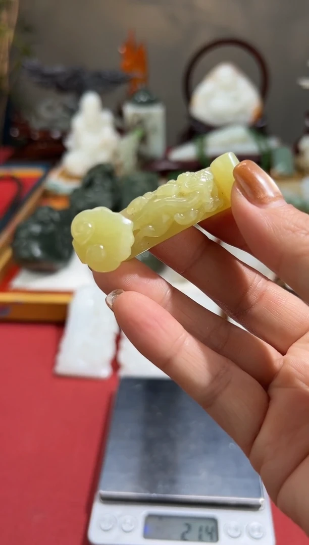 未镶嵌和田玉挂件和田玉黄口如意挂件05