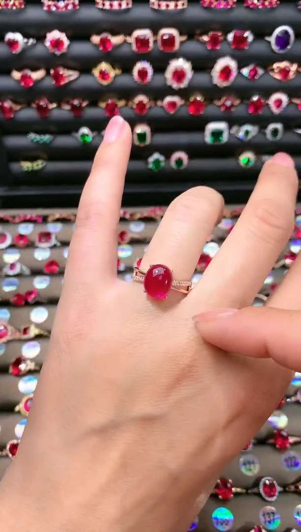 【闪购商品】红宝石戒指银S925镶嵌蛋面