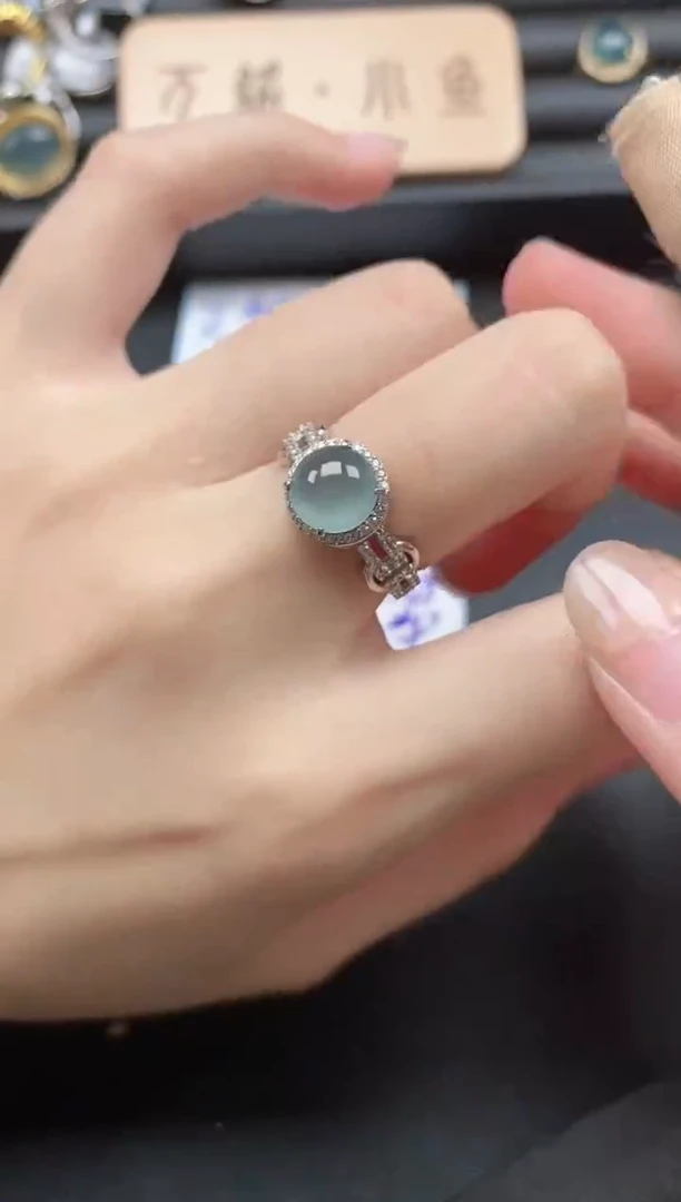 翡翠戒指银S925镶嵌85511·1·1