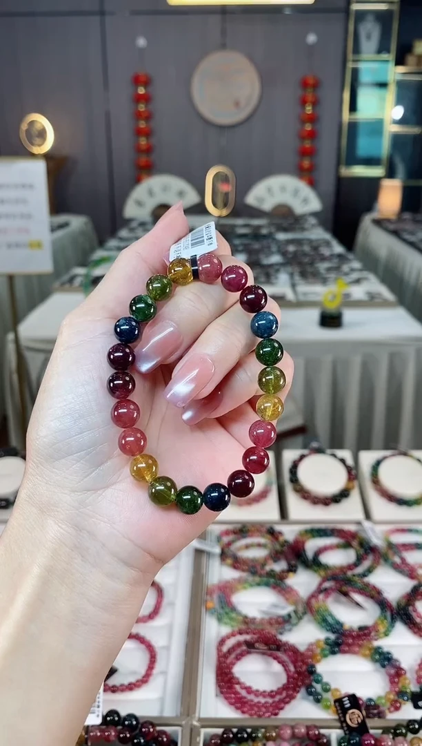 未镶嵌老矿碧玺彩虹单圈手串8mm+碧玺多样性发货一条hon